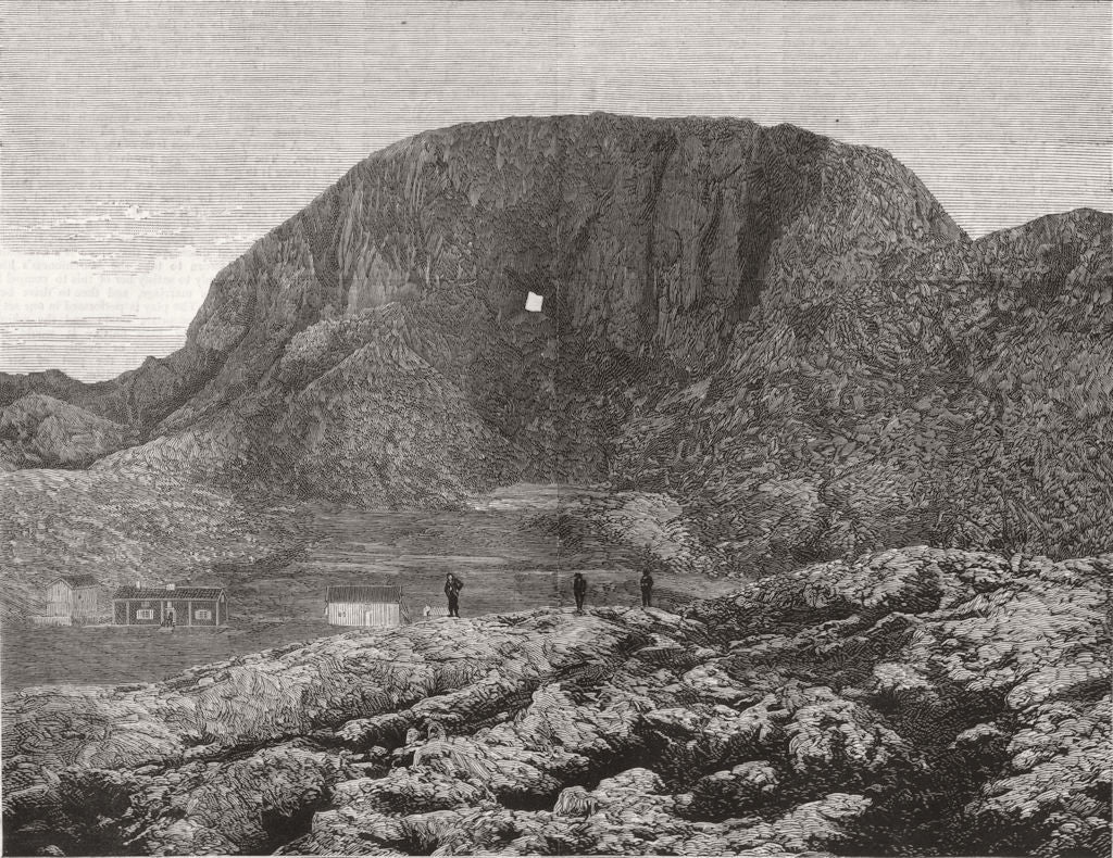 NORWAY. The mountain of Torghatten, Norway 1880 old antique print picture